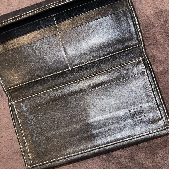 Fendi leather & canvas tri fold wallet